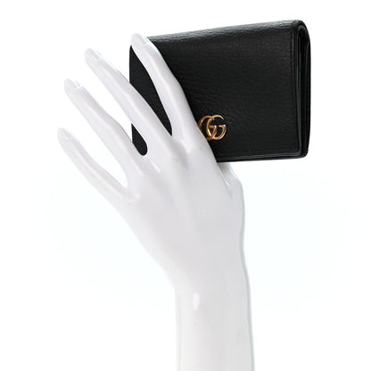 Gucci Pebbled Calfskin GG Marmont Card Case Black 2 of 9