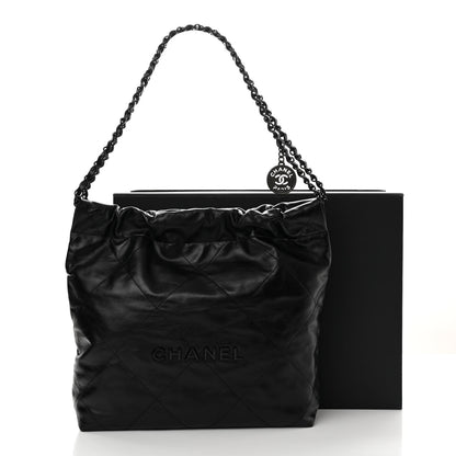 Chanel Shiny Calfskin Quilted Small Chanel 22 So Black 12 of 12