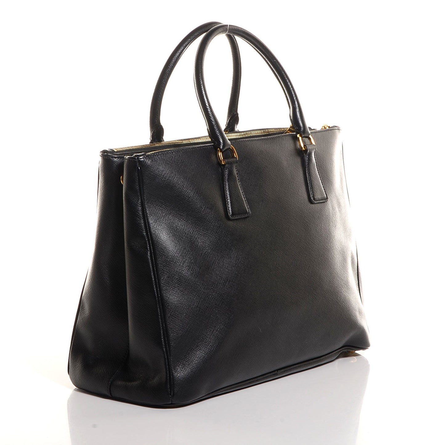 Saffiano Lux Large Double Zip Tote Nero Black