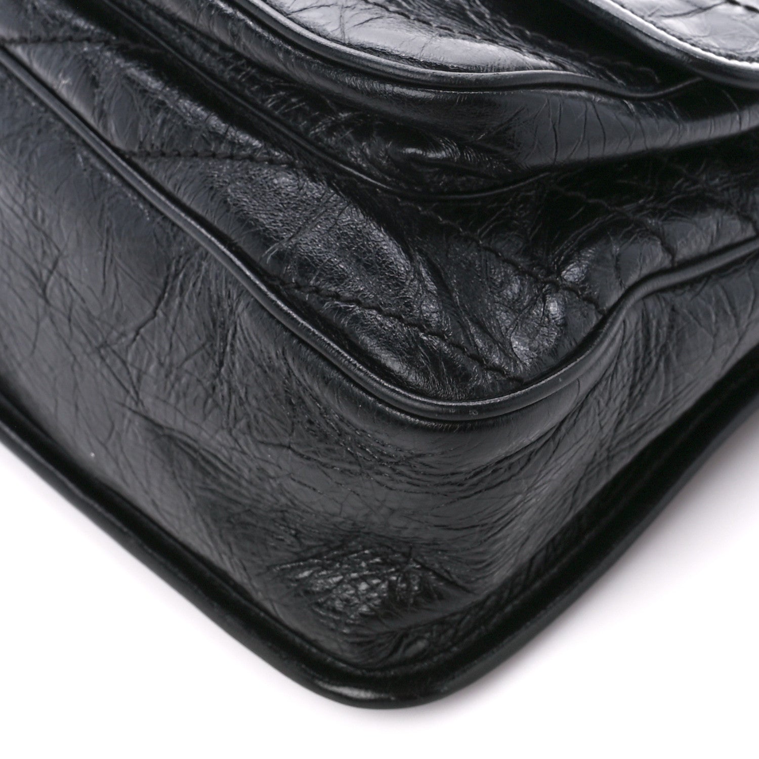 Saint Laurent Crinkled Calfskin Matelasse Monogram Medium Niki Chain Satchel Black 11 of 12