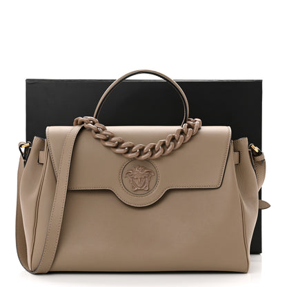 Versace Grained Calfskin La Medusa Bag Taupe 12 of 12