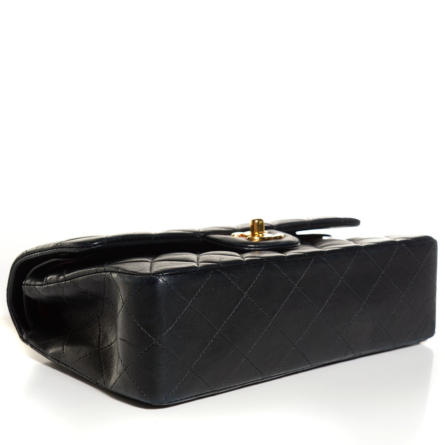 Lambskin Quilted Medium Double Flap Black