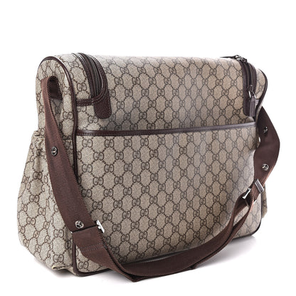 Gucci GG Supreme Monogram Selleria Calfskin Large Diaper Bag Beige Ebony Cocoa Dark Chocolate 4 of 13