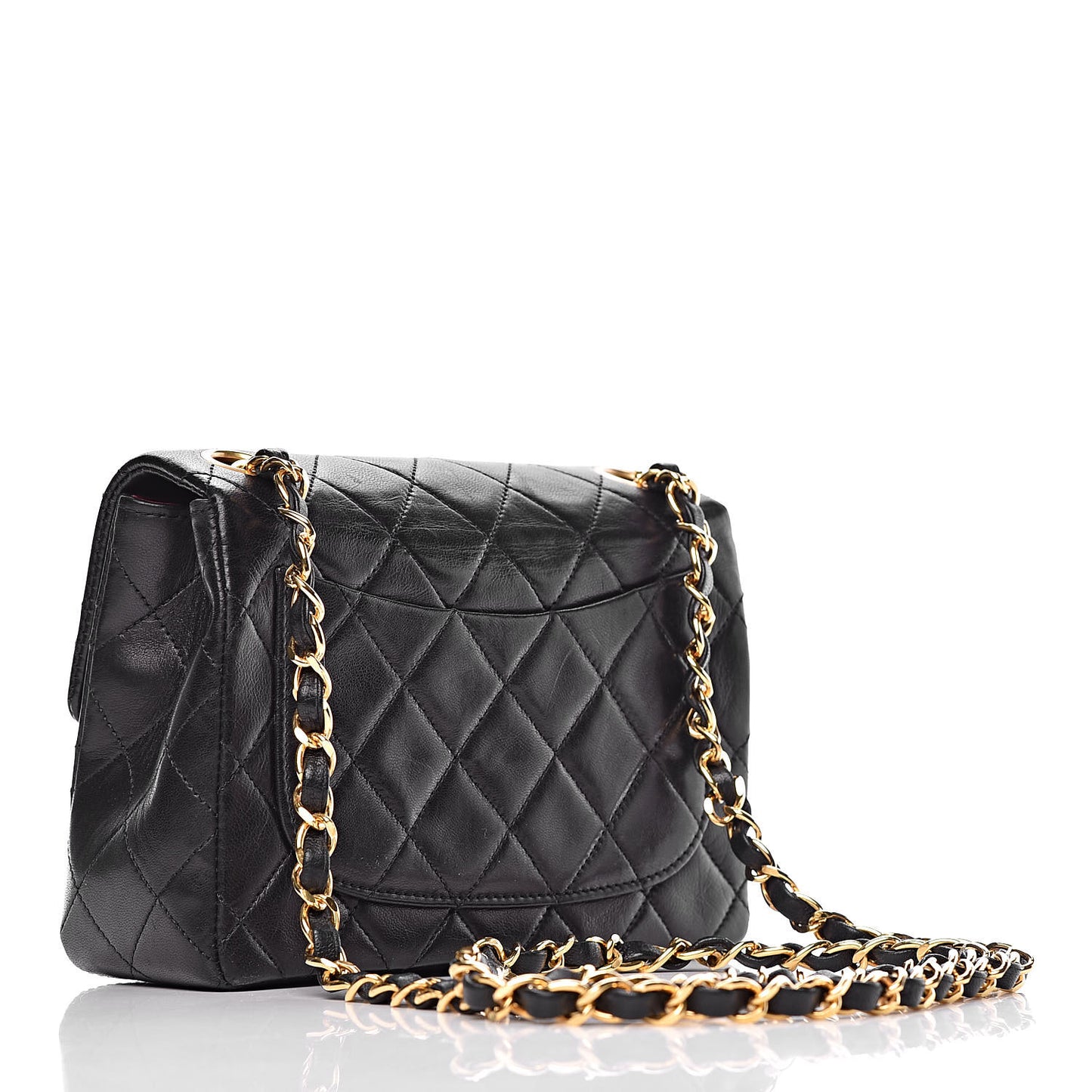 Lambskin Quilted Mini Square Flap Black