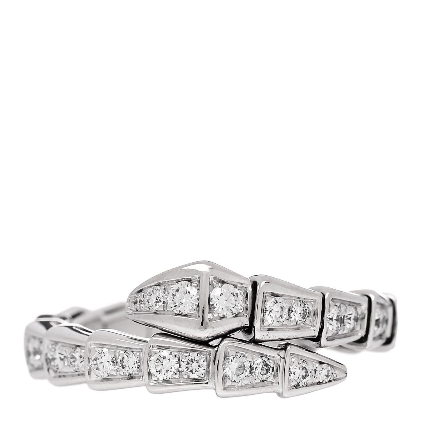 18K White Gold Diamond Serpenti Viper Pave Ring L