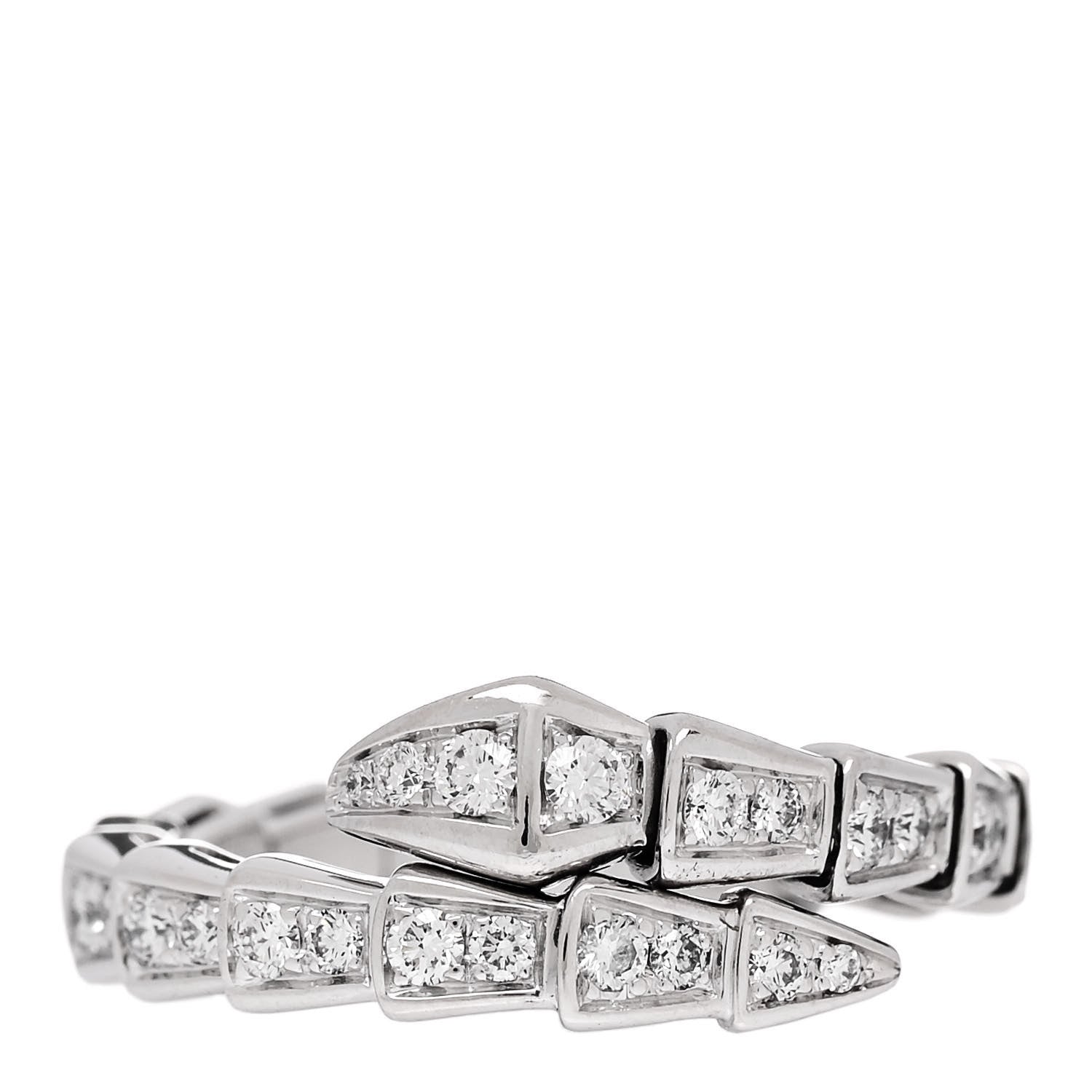 Bulgari 18K White Gold Diamond Serpenti Viper Pave Ring L 1 of 4