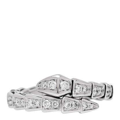 Bulgari 18K White Gold Diamond Serpenti Viper Pave Ring L 1 of 4