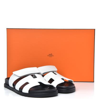 Hermes Calfskin Womens Chypre Sandals 38 White 9 of 9