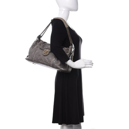 Chanel Glazed Calfskin Stingray Bindi CC Accordion Tote Grey 2 of 10