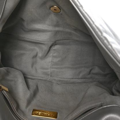 Chanel Metallic Goatskin Quilted Maxi 19 Flap Silver 5 of 10