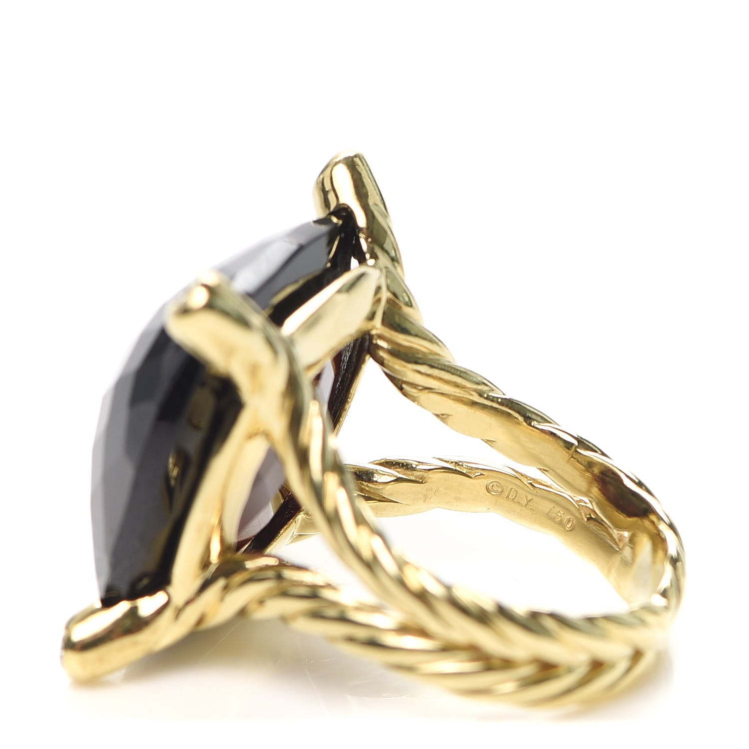 David Yurman 18K Yellow Gold Diamond Garnet 20mm Cushion On Point Ring 53 6.5 4 of 6