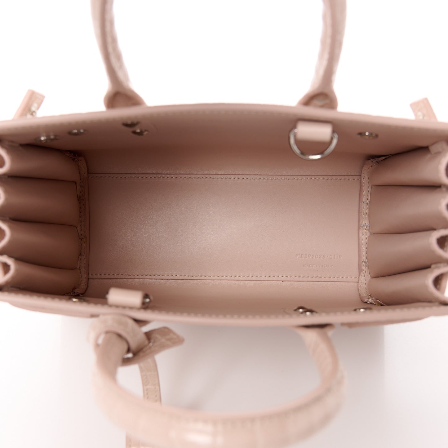 Calfskin Crocodile Embossed Nano Sac De Jour Rose Antic