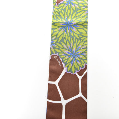 Hermes Silk The Three Graces Twilly Bleu Vert Marron 3 of 4