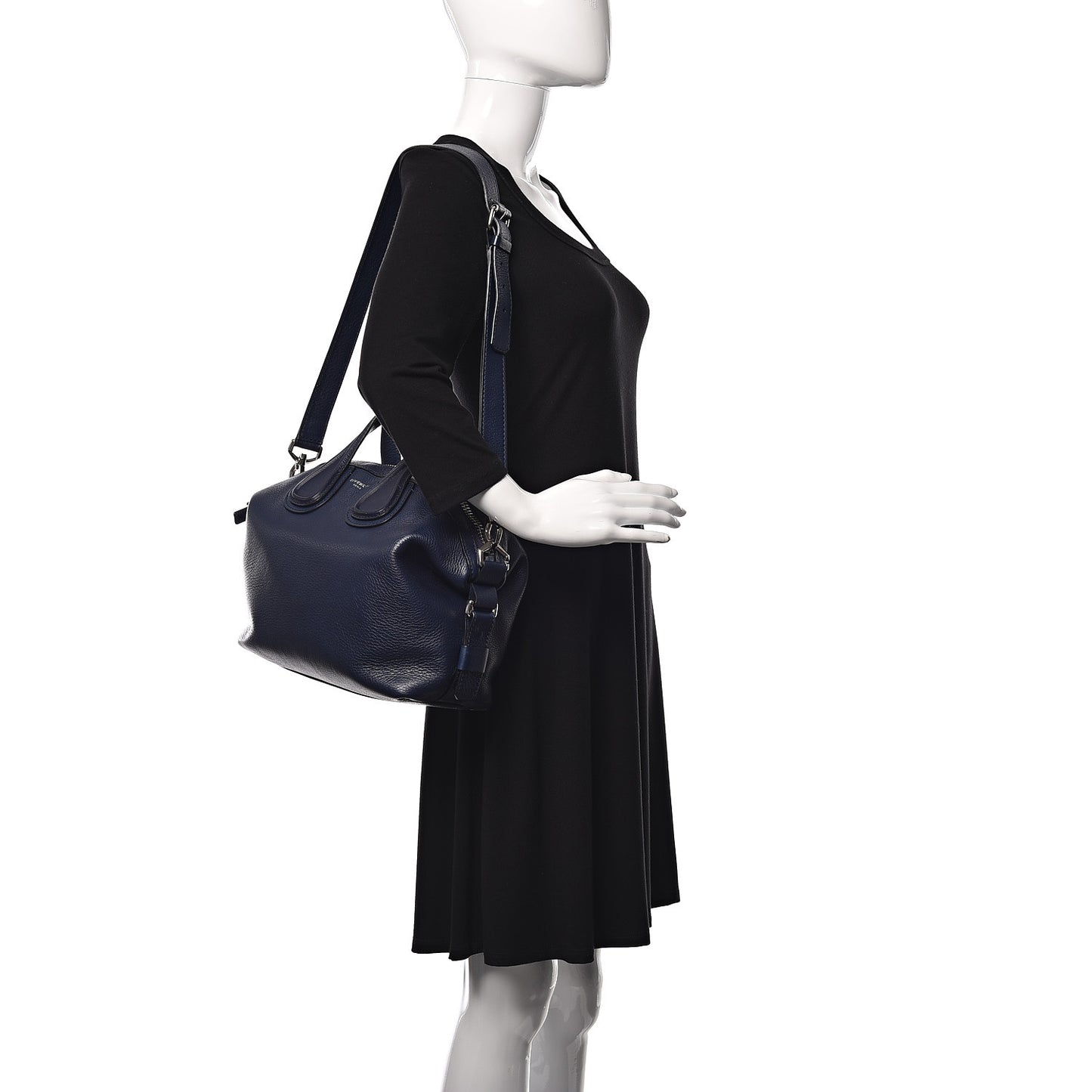 Pebbled Calfskin Small Nightingale Navy