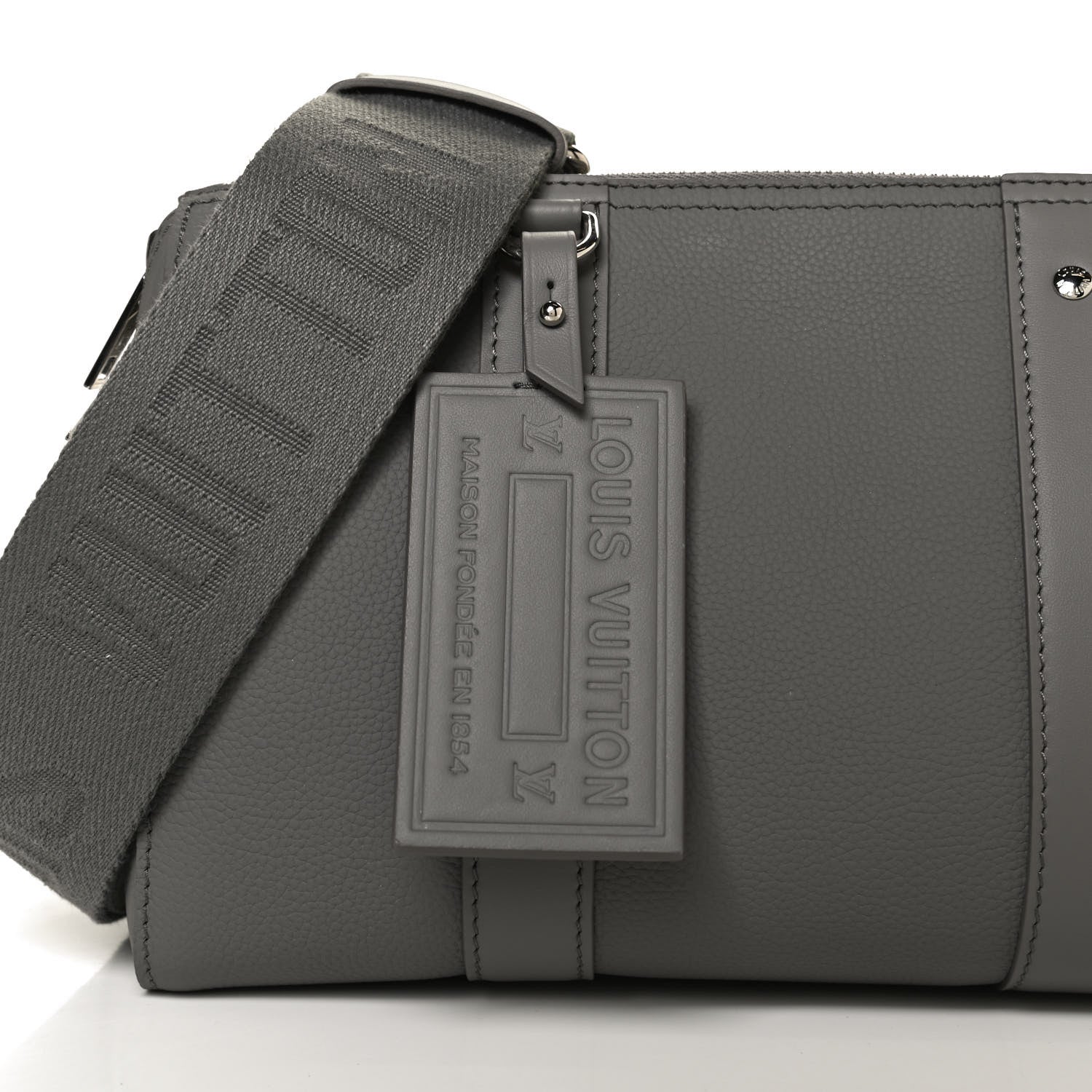Louis Vuitton Grained Calfskin Aerogram City Keepall Gris 8 of 13