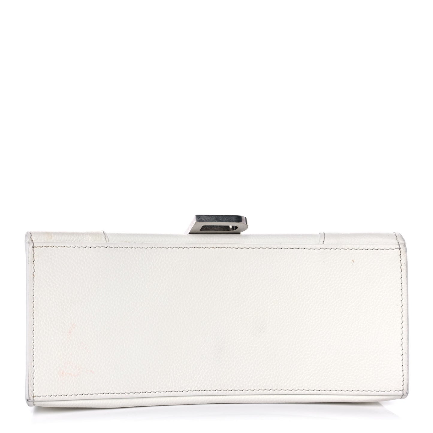 Grained Calfskin Small Hourglass Top Handle Bag White