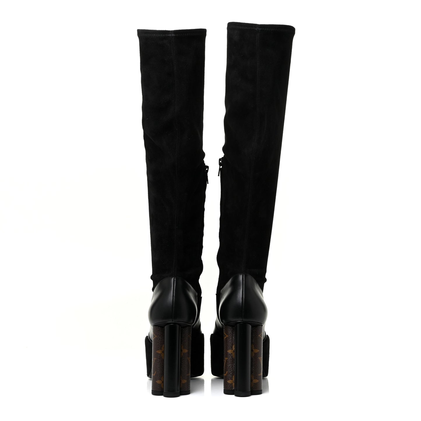 Suede Podium Platform High Boots 37 Black