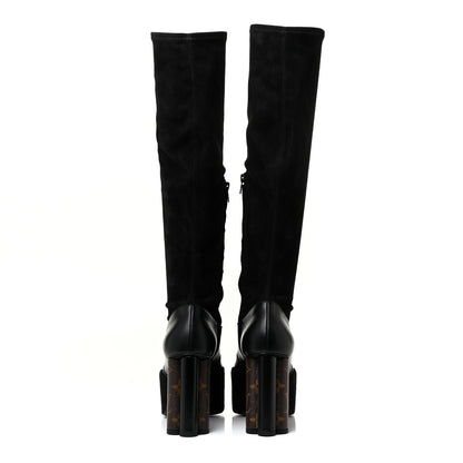 Louis Vuitton Suede Podium Platform High Boots 37 Black 4 of 16