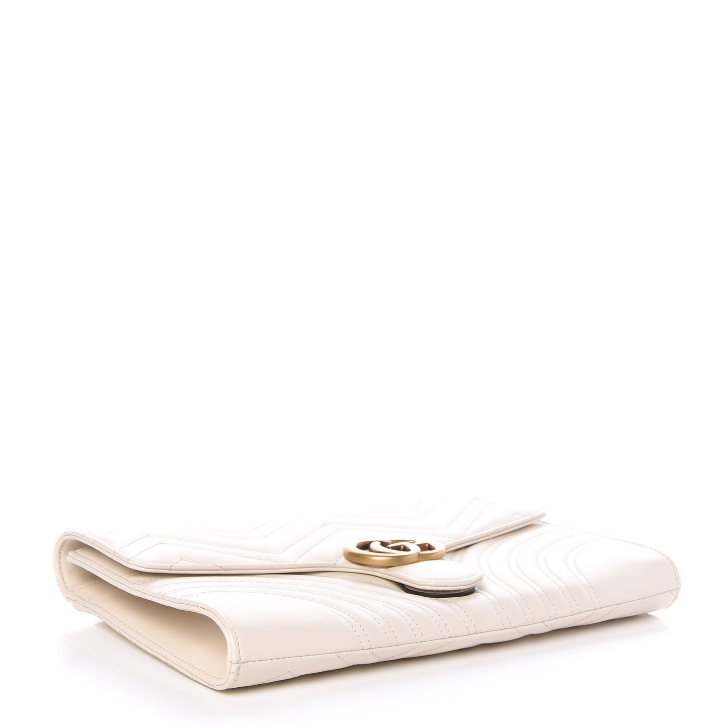 Calfskin Matelasse GG Marmont Clutch Mystic White
