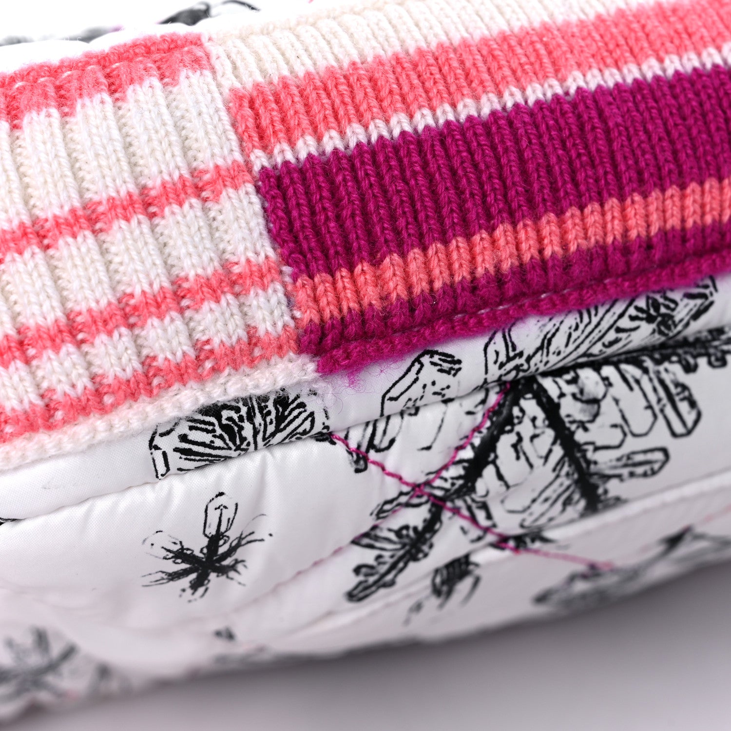 Chanel Nylon Knit Coco Neige Snowflake Small Flap White Pink 10 of 11