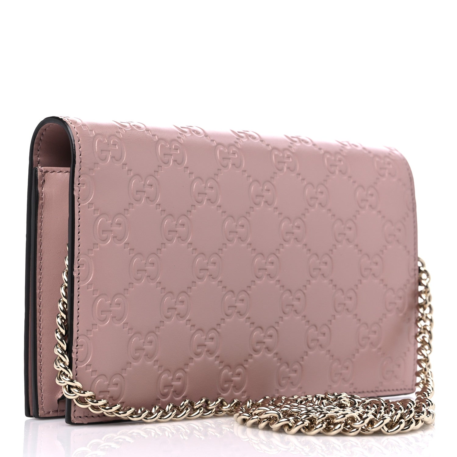 Gucci Guccissima Signature Bowy Chain Wallet Dark Cipria 3 of 10