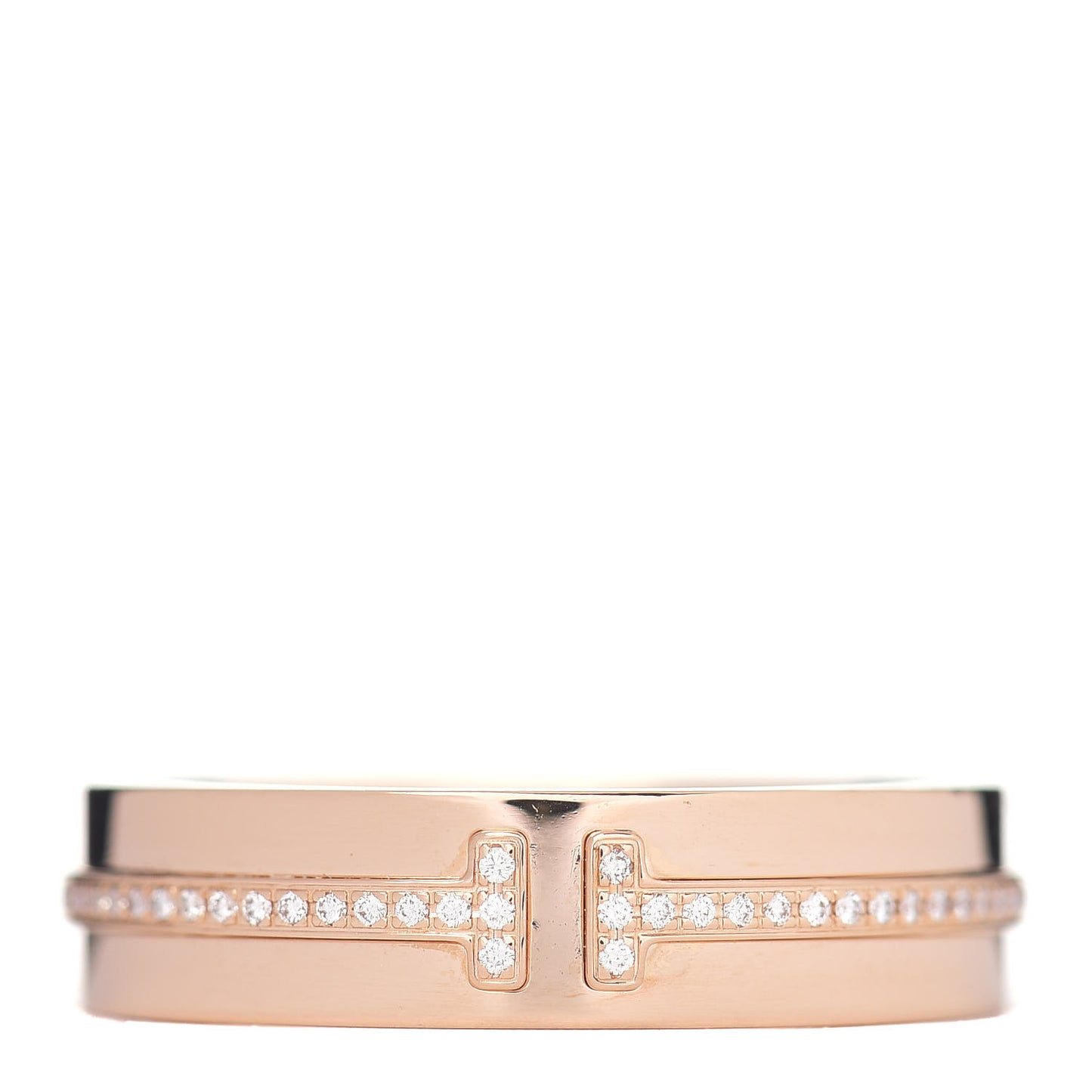 18K Rose Gold Diamond Wide T Two Ring 61 9.5