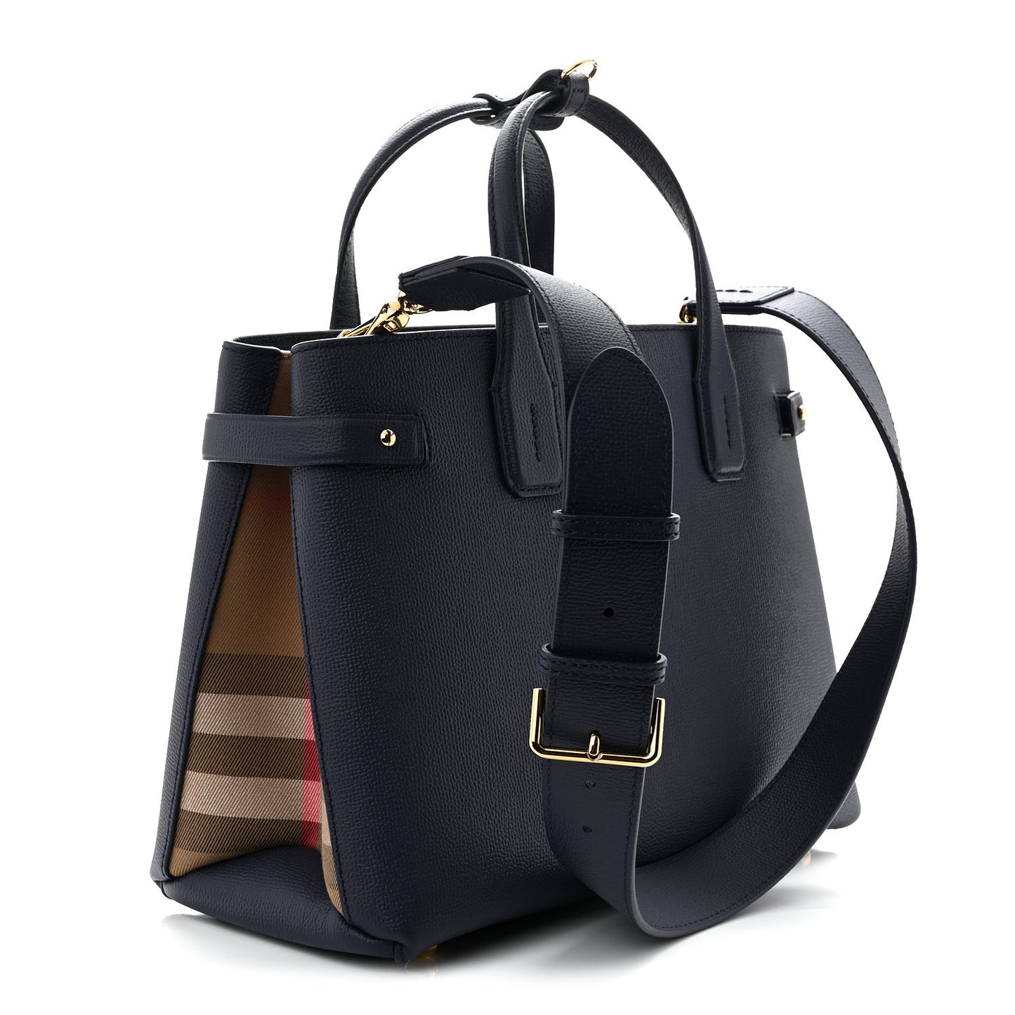 Derby Calfskin Vintage Check Medium Banner Tote Regency Blue