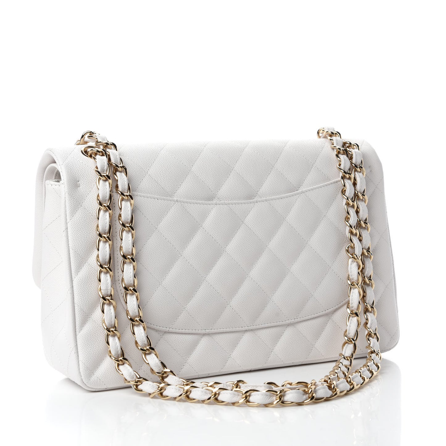 Caviar Quilted Jumbo Double Flap White