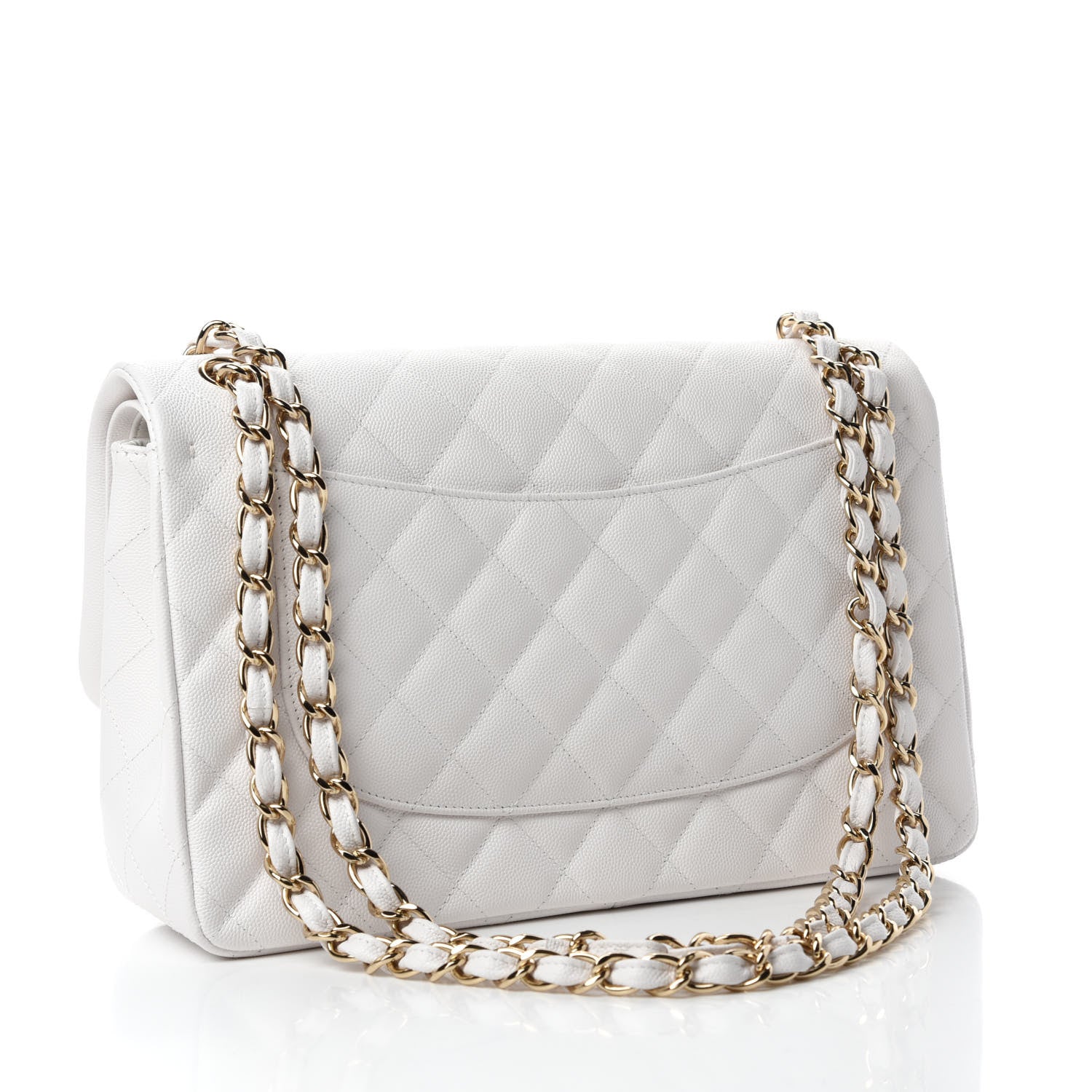 Chanel Caviar Quilted Jumbo Double Flap White 3 of 10