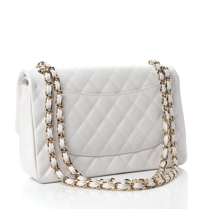 Chanel Caviar Quilted Jumbo Double Flap White 3 of 10