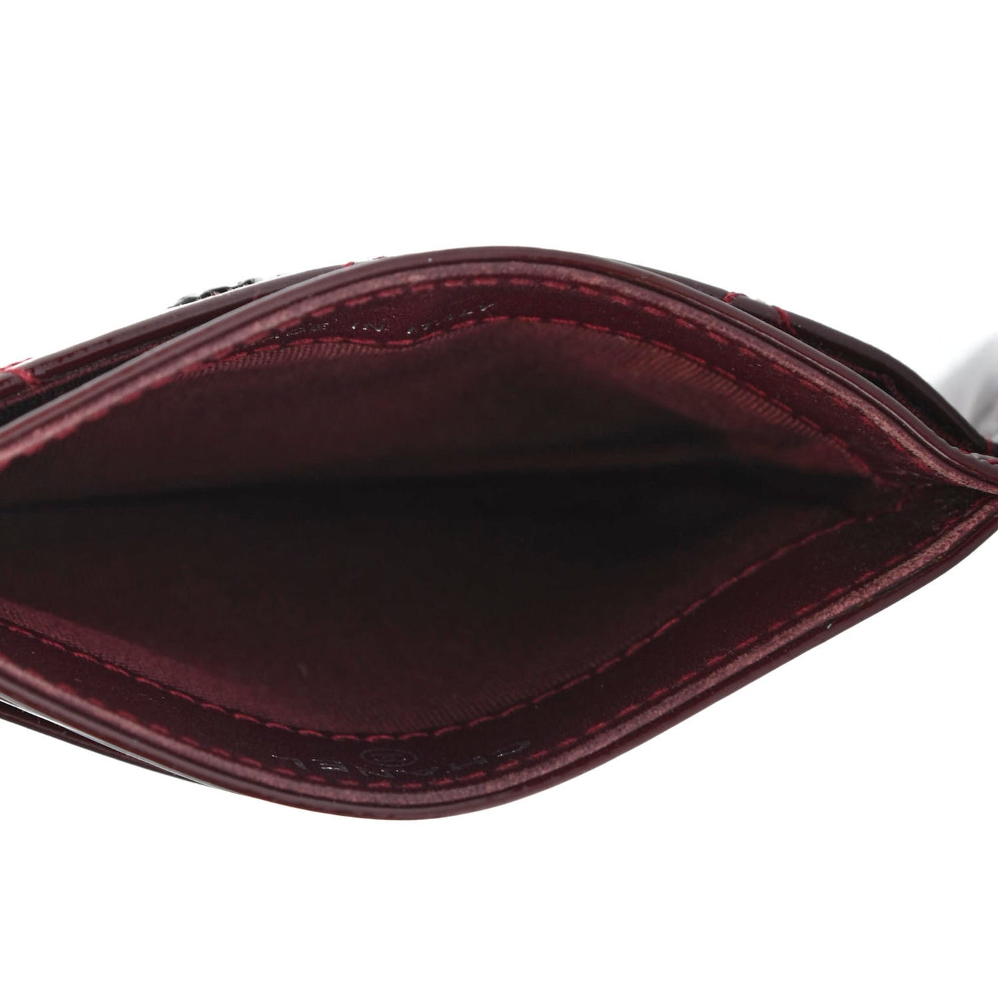 Patent Quilted Brilliant Card Holder Burgundy