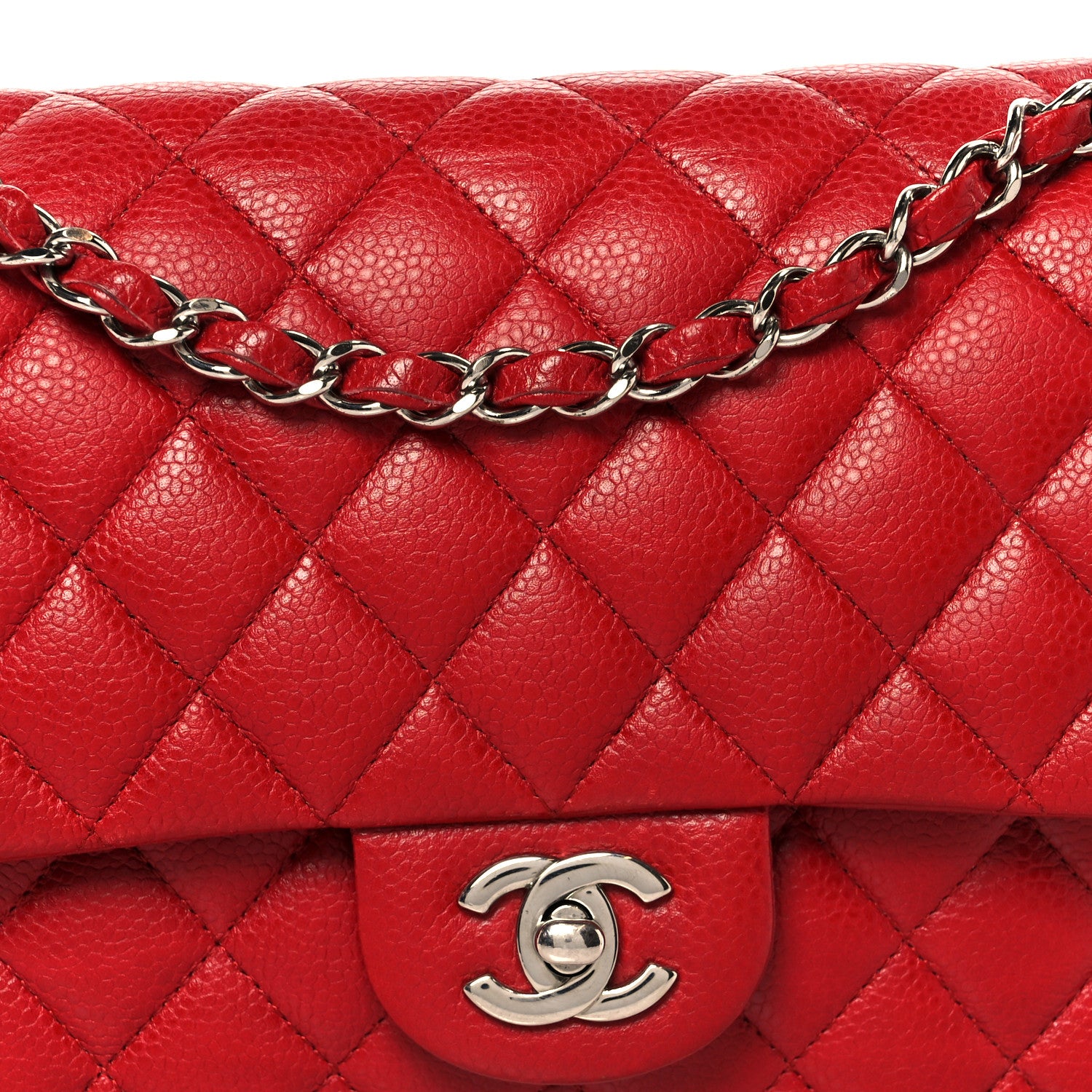 Chanel Caviar Quilted Medium Double Flap Red 9 of 11