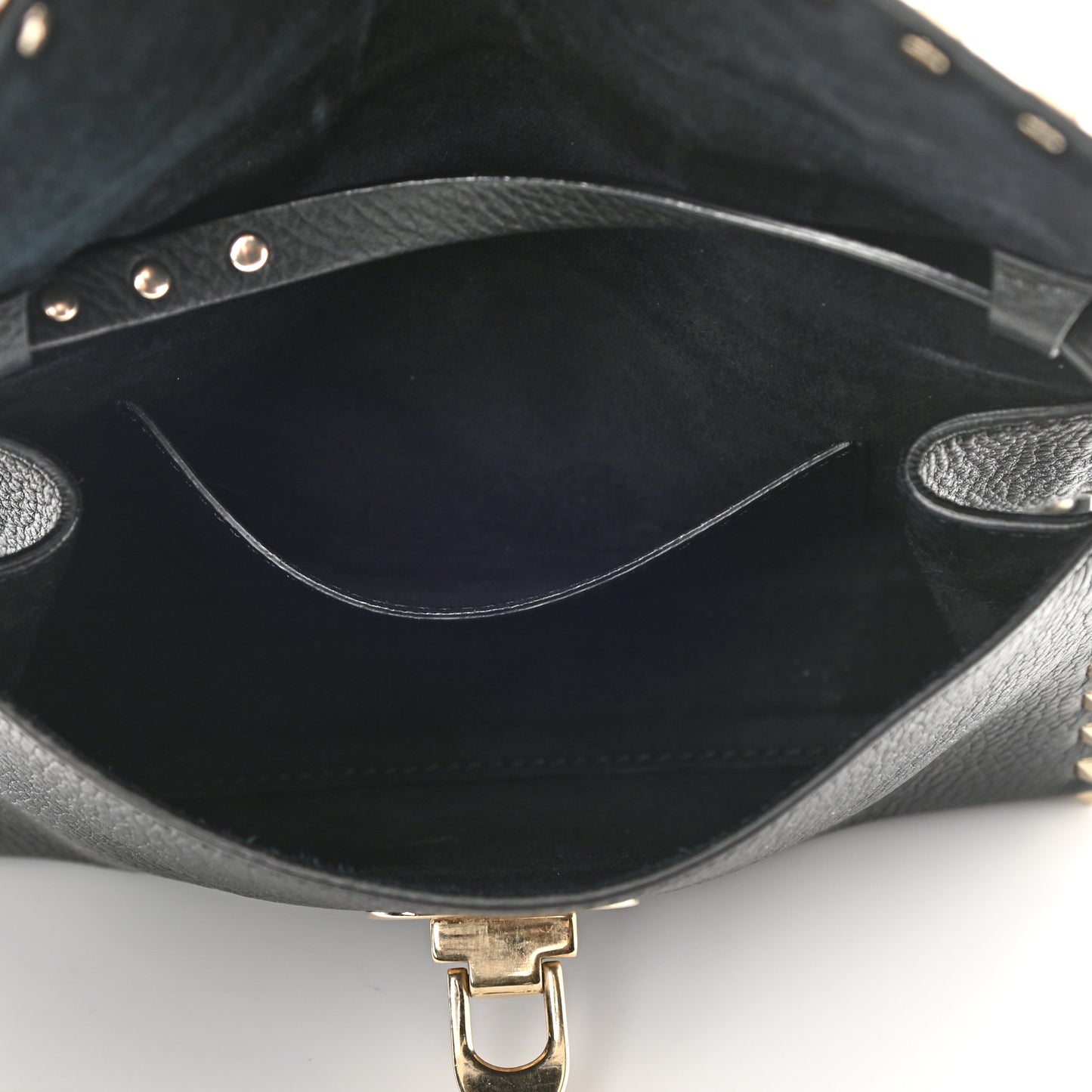 Pebbled Calfskin Medium Rockstud Flip Lock Crossbody Bag Black