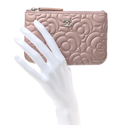 Chanel Goatskin Camellia Embossed Cosmetic Pouch Light Pink 2 of 7