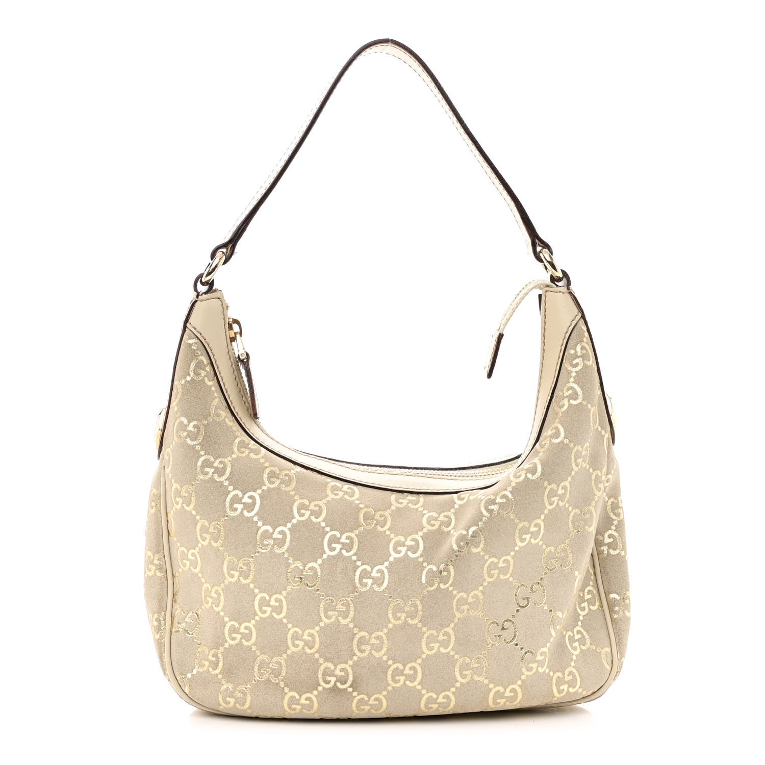 Gucci Suede GG Monogram Small Charmy Hobo Off White Gold 1 of 12
