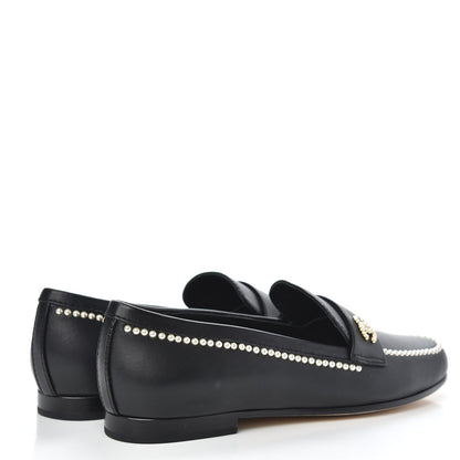 Chanel Calfskin Pearl CC Loafers 37 Black 4 of 7