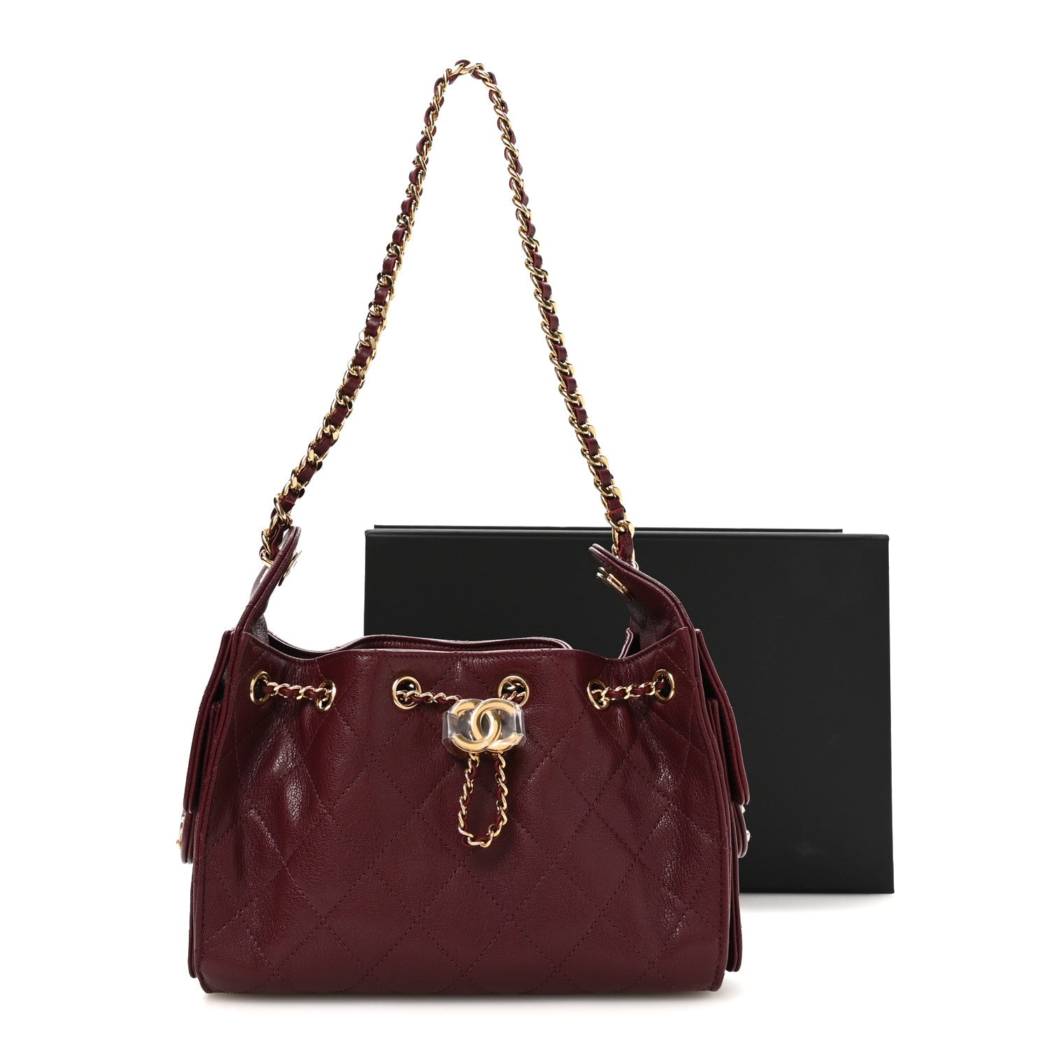 Chanel Goatskin Quilted Small Chanel 25 Handbag Dark Burgundy 4 of 10