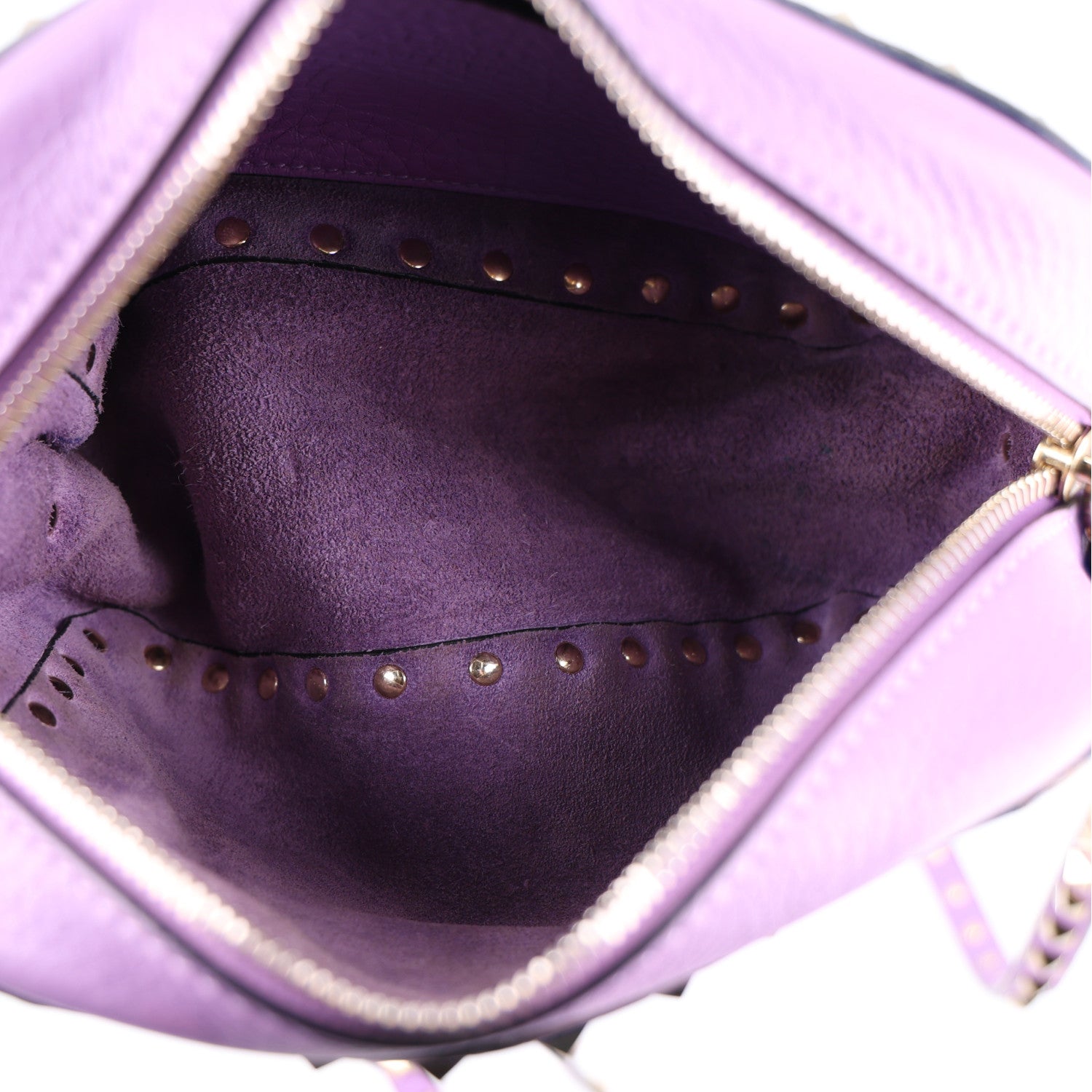 Valentino Garavani Pebbled Calfskin Rockstud Camera Crossbody Bag Purple 5 of 9