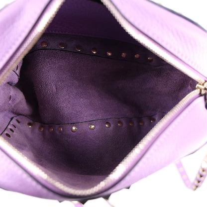 Valentino Garavani Pebbled Calfskin Rockstud Camera Crossbody Bag Purple 5 of 9