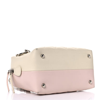 Chanel Calfskin Quilted Feather Weight Bowling Bag Ivory Light Pink 5 of 15