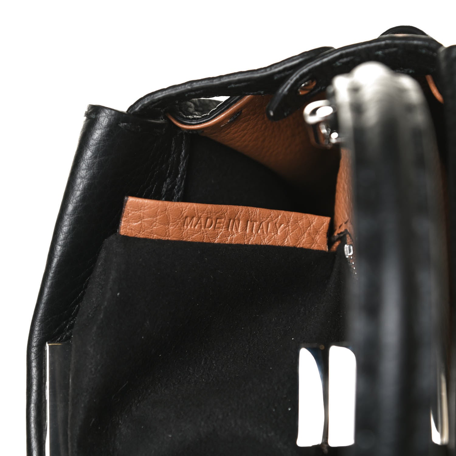 Fendi Cuoio Romano Selleria Bi-Color Mini Peekaboo Iconic Satchel Black Mou 6 of 15