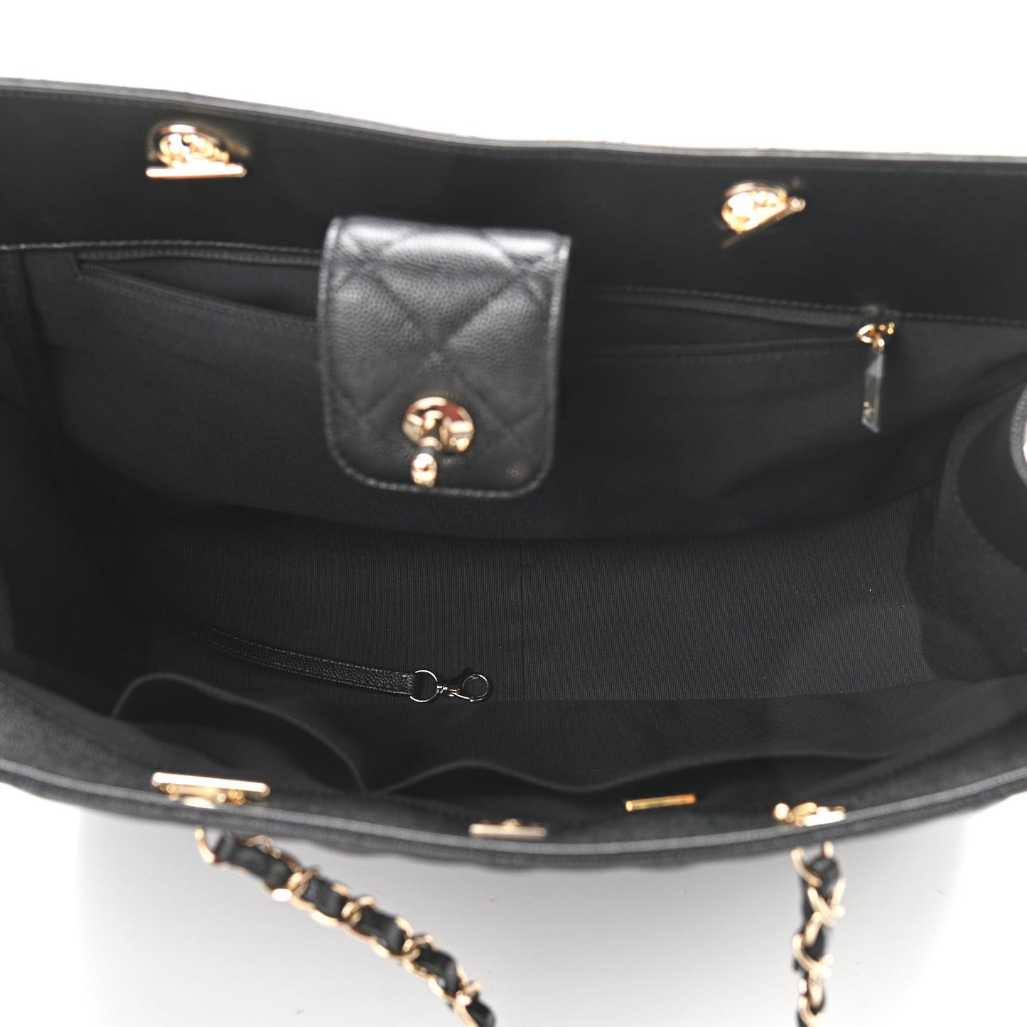 Caviar Quilted Large Shopping Tote Black
