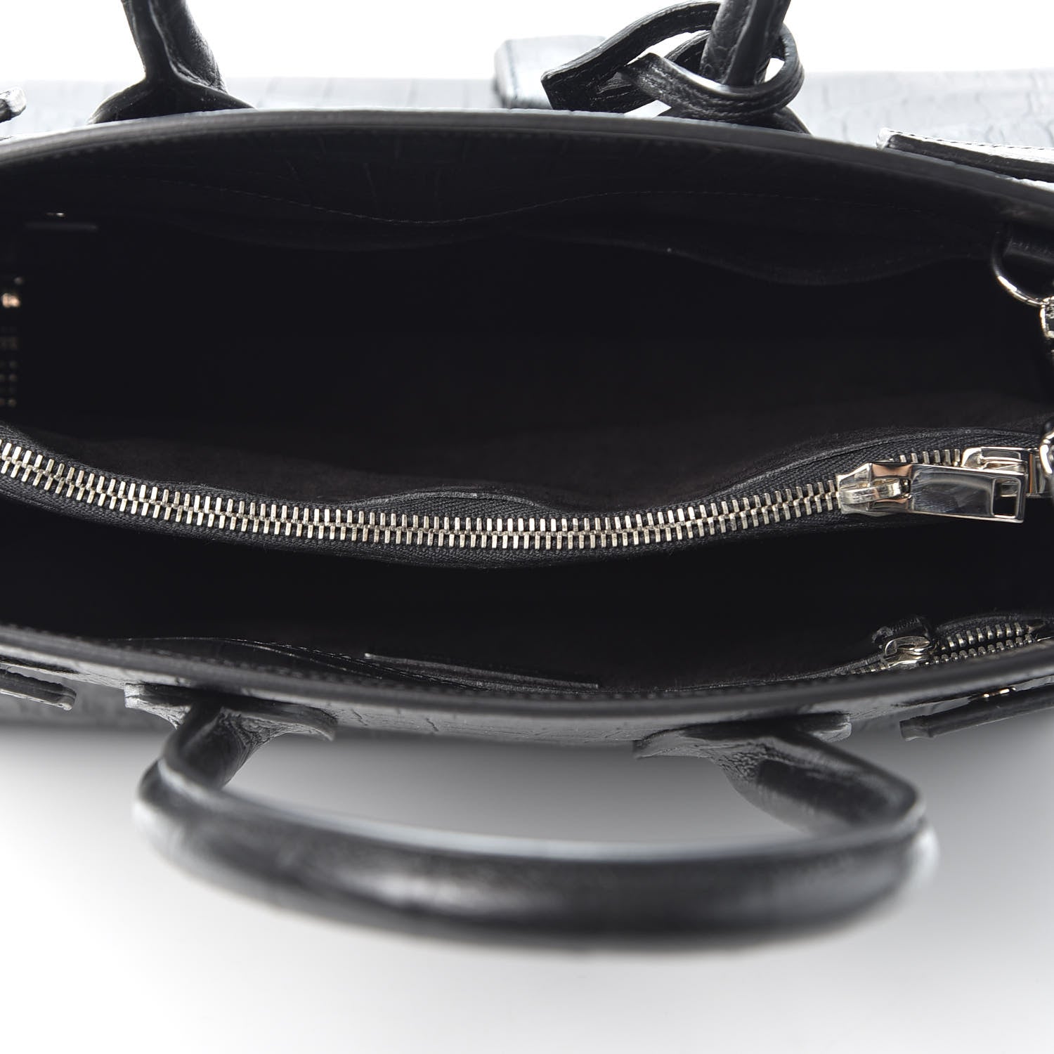 Saint Laurent Calfskin Crocodile Embossed Small Sac de Jour Black 4 of 9