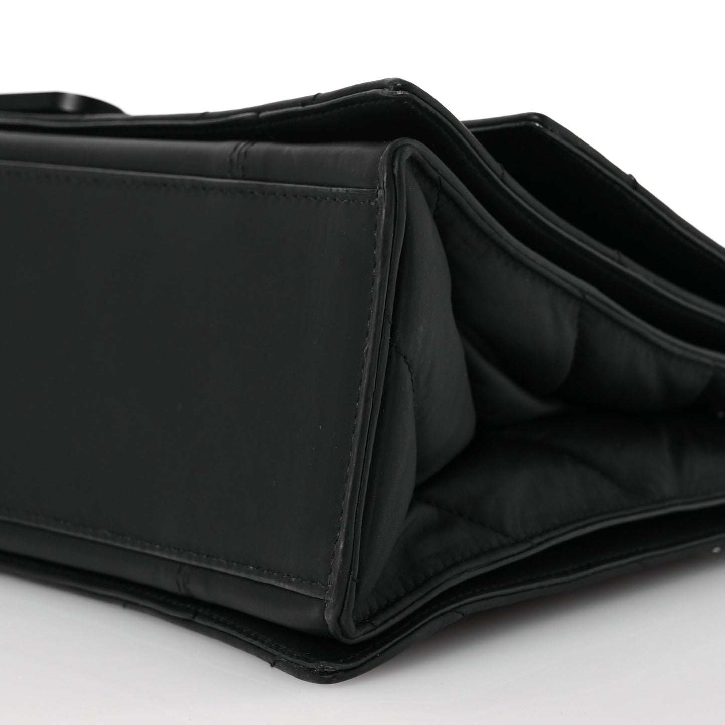 Satin Calfskin Quilted Matte Black Hardware Medium Crush Chain Bag Black