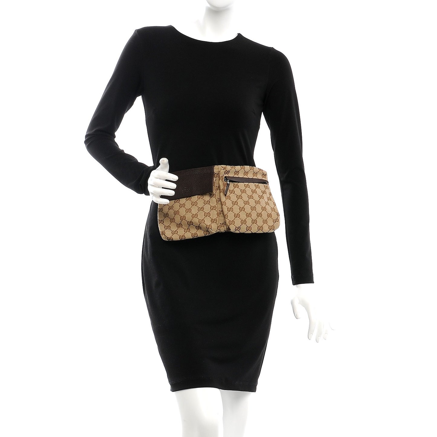 Monogram Web Belt Bag Dark Brown