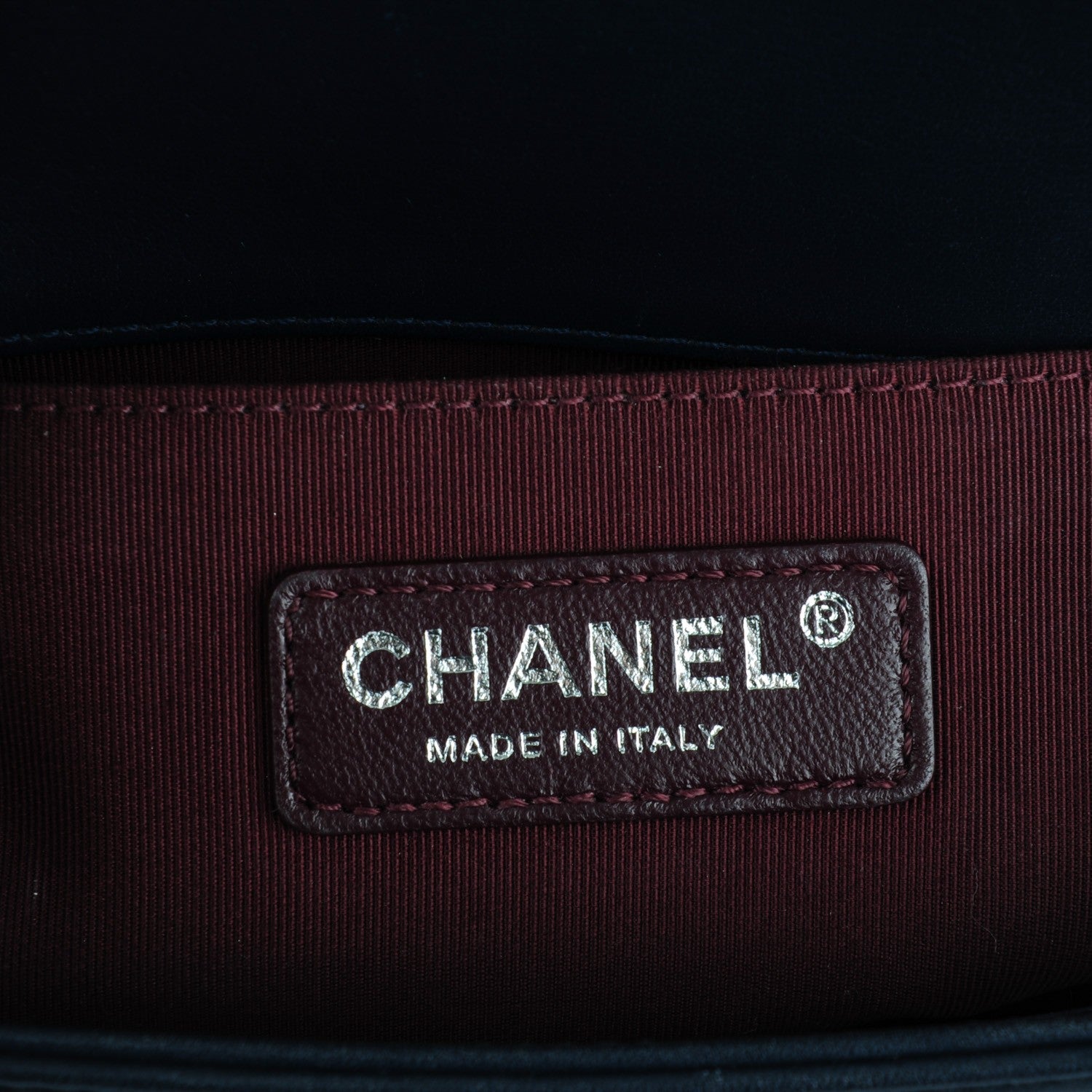 Chanel Calfskin Woven Small Boy Flap Navy Burgundy 7 of 8