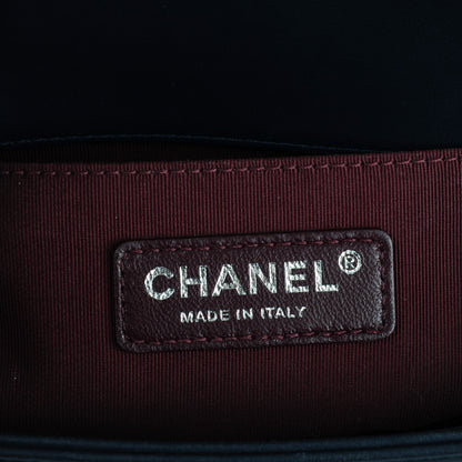Chanel Calfskin Woven Small Boy Flap Navy Burgundy 7 of 8