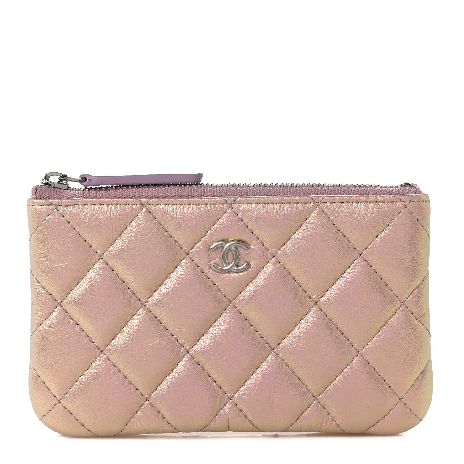Chanel Iridescent Calfskin Quilted Small Cosmetic Case Pink 1 of 9
