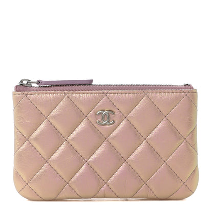 Chanel Iridescent Calfskin Quilted Small Cosmetic Case Pink 1 of 9