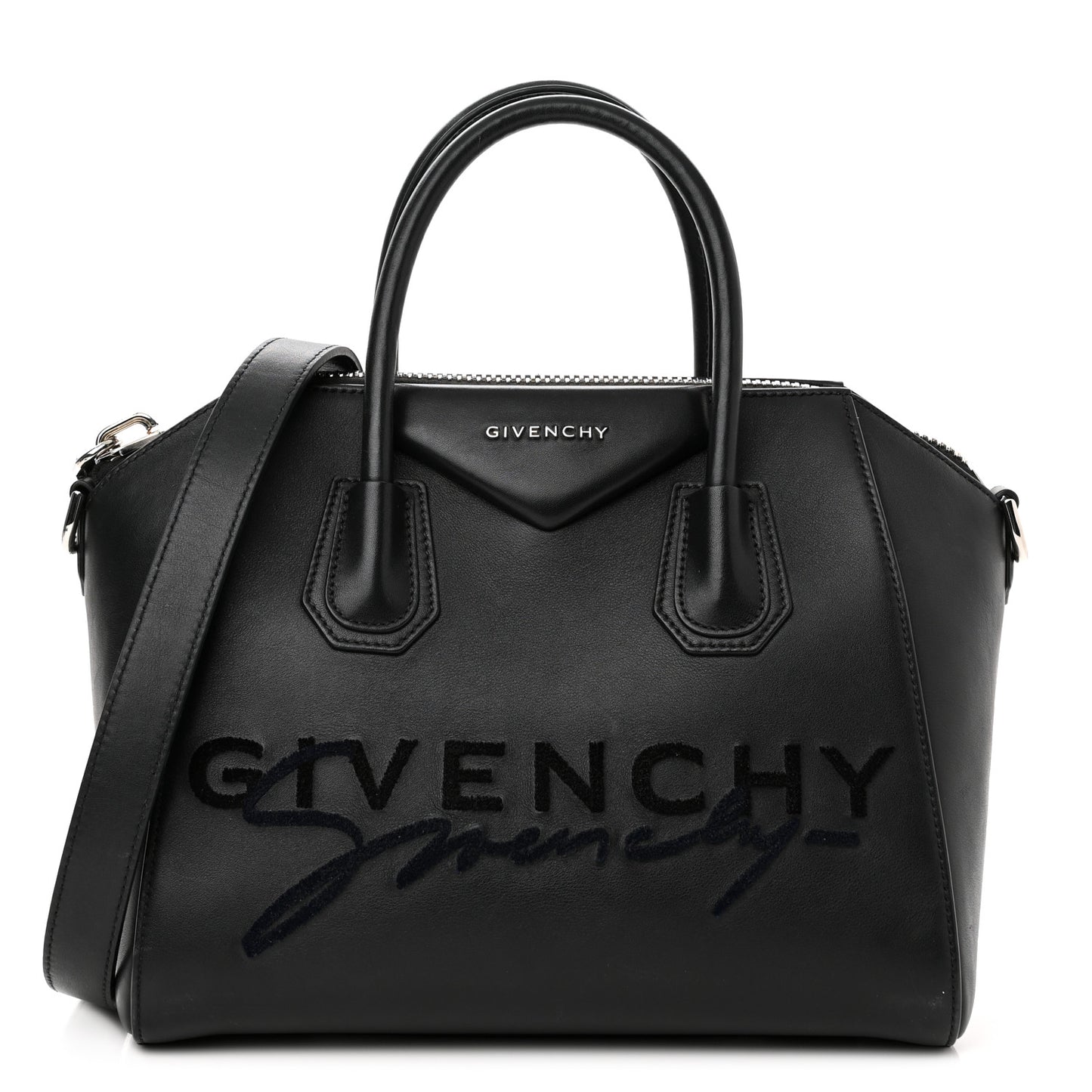 Calfskin Signature Logo Small Antigona Black
